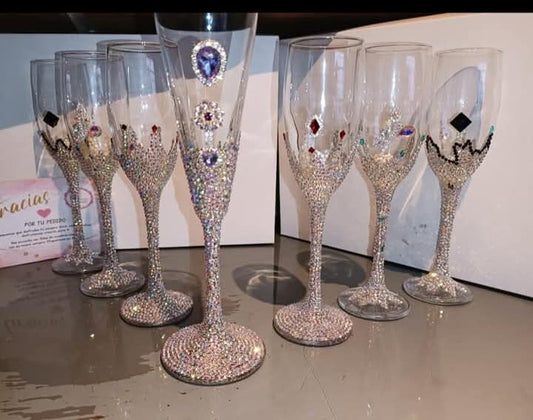 Juego de (7) Copas de Brindis  ✨ Cristal Premium Swarovski Brillante