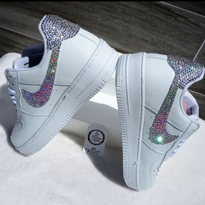 Zapatitos Victoria: Tenis NIKE AF1 Adulto Con Cristal. Agujetas Blancas